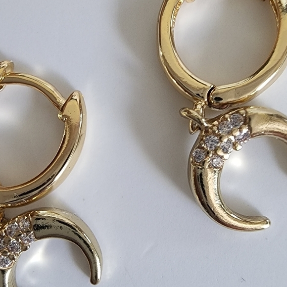 NEW Bohemian Holden Horn Dangle Huggie Hoop Earrings - Picture 5 of 7